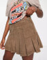 ASOS DESIGN pleated cord mini skirt in biscuit US 12 - фото #6