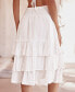 Women's White Smocked Waist Tiered Ruffle Midi Skirt