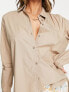Фото #4 товара Pieces oversized poplin shirt in beige