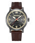ფოტო #1 პროდუქტის Men's Quartz Westerly Dark Brown Leather Nylon Strap Watch, 46mm