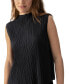 Women's Sleeveless Pleated Mock Neck Top