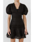 Фото #1 товара Women's Plunging Lace Trim Dress with Puff Sleeve