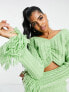 Фото #4 товара Miss Selfridge cable knit fringe ruched jumper co-ord in green