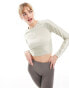 Adidas Training Hyperglam long sleeve crop top in beige putty grey/white, M - фото #2