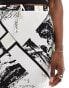 ASOS DESIGN satin bias tie waist maxi skirt in postcard print