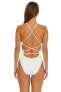 Becca by Rebecca Virtue Color Code Kali V-Neck Belted One-Piece White Size MD
