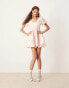 Sister Jane puff sleeve jacquard mini dress in powder pink Розовый, S - EU 36 - фото #2