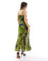 Фото #4 товара Miss Selfridge chiffon asym ruffle maxi dress in green floral