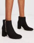 Фото #2 товара New Look heeled ankle boots with gold zip detail in black suedette
