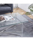 Фото #9 товара Silver Stainless Steel Coffee Table With Acrylic Frame And Clear Glass Top