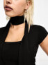 Daisy Street cropped square neck t-shirt with skinny scarf in black