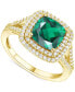 ფოტო #1 პროდუქტის Lab-Grown Emerald (1-1/2 ct. t.w.) & White Sapphire (1/2 ct. t.w.) Ring in 14k Gold-Plated Sterling Silver