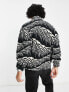 Фото #3 товара ASOS DESIGN oversized zip through jacket in black borg with all over print