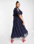 Фото #2 товара Hope & Ivy Plus Claudine embroidered dress in navy