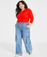 Фото #1 товара Trendy Plus Size High-Rise Utility Cargo Jeans, Created for Macy's