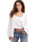 Фото #1 товара Monki boxy fit rib knit cardigan in white