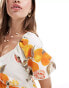 Фото #3 товара Wednesday's Girl citrus floral print smock mini dress in white