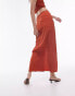 Topshop co-ord centre front ruched maxi skirt in rust