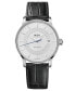 ფოტო #1 პროდუქტის Men's Swiss Automatic Baroncelli Signature Black Leather Strap 39mm