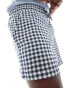 ASOS DESIGN short in navy and white gingham textured check