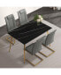 Minimalist Black Marble Dining Table with Gold Legs