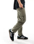 ASOS DESIGN oversized tapered cargo trousers with patch in khaki