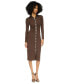 ფოტო #1 პროდუქტის Women's Faux-Leather Trim Midi Dress