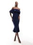 True Violet ruffle midi dress in navy Синий, EU38 - фото #1