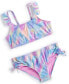 ფოტო #1 პროდუქტის Big Girls Tie-Dyed Textured Printed Swimsuit, 2 Piece Set