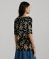 ფოტო #2 პროდუქტის Petite Slim-Fit Floral Elbow-Sleeve Top