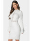 ფოტო #4 პროდუქტის Women's High Neck Lace Midi Dress