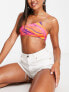 ASOS DESIGN – Mix and Match – Elegantes One-Shoulder-Bikinioberteil mit Marmorprint in Sonnenuntergangsfarben