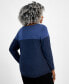 Фото #2 товара Plus Size Cotton Color-Blocked Curved-Hem Sweater, Created for Macy's