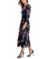 Women's Floral-Print Ruched Midi Dress