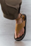 Flat leather slider sandals