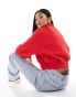 Фото #3 товара Nike mini swoosh half zip crop fleece sweatshirt in red