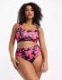 Reclaimed Vintage PLUS high waist bikini bottom in pop pink floral print Разноцветный, EU 56 - фото #1