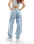 Dr Denim Faye Worker baggy fit mid waist wide leg jeans in pebble superlight retro wash