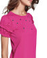 ფოტო #5 პროდუქტის Petite Embellished Puff-Sleeve Top