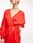 & Other Stories wrap midaxi dress in red