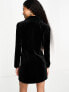 Фото #3 товара Miss Selfridge Petite going out velvet blazer dress in black
