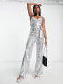 Фото #4 товара Extro & Vert cami wide leg jumpsuit in silver sequin