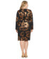 Фото #2 товара Plus Size Foil-Flower Faux-Wrap Sheath Dress