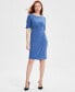 ფოტო #1 პროდუქტის Women's Solid Pleat-Front Elbow-Sleeve Dress