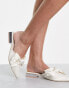 Be Mine Wide Fit Bridal Alezae bow front backless slippers in ivory