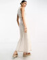 ASOS DESIGN sleeveless maxi dress with contrast stitch in cream