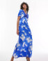 Topshop – Kleid für besondere Anlässe mit Print in Blau, V-Ausschnitt und Applikation BLAU, 34 - фото #3