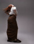 Фото #2 товара Topshop Curve cupro ruched maxi skirt in brown