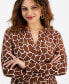 ფოტო #2 პროდუქტის Petite Giraffe-Print Zippered-Pocket Top, Created for Macy's