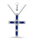 Simulated Blue Sapphire and Cubic Zirconia Cross Pendant